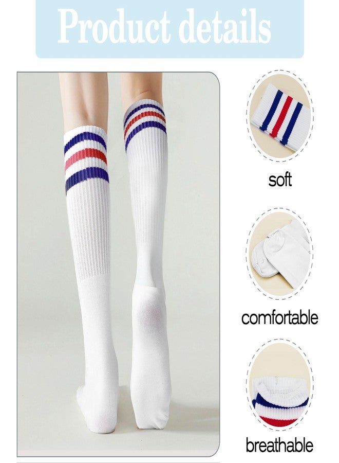 NZKNP Tube Socks Women,Striped Socks,Striped Knee High Sock,Stockings for Women,White Thigh High Sock,Baseball Stockings for Girls Cheer Stocking - Image 3